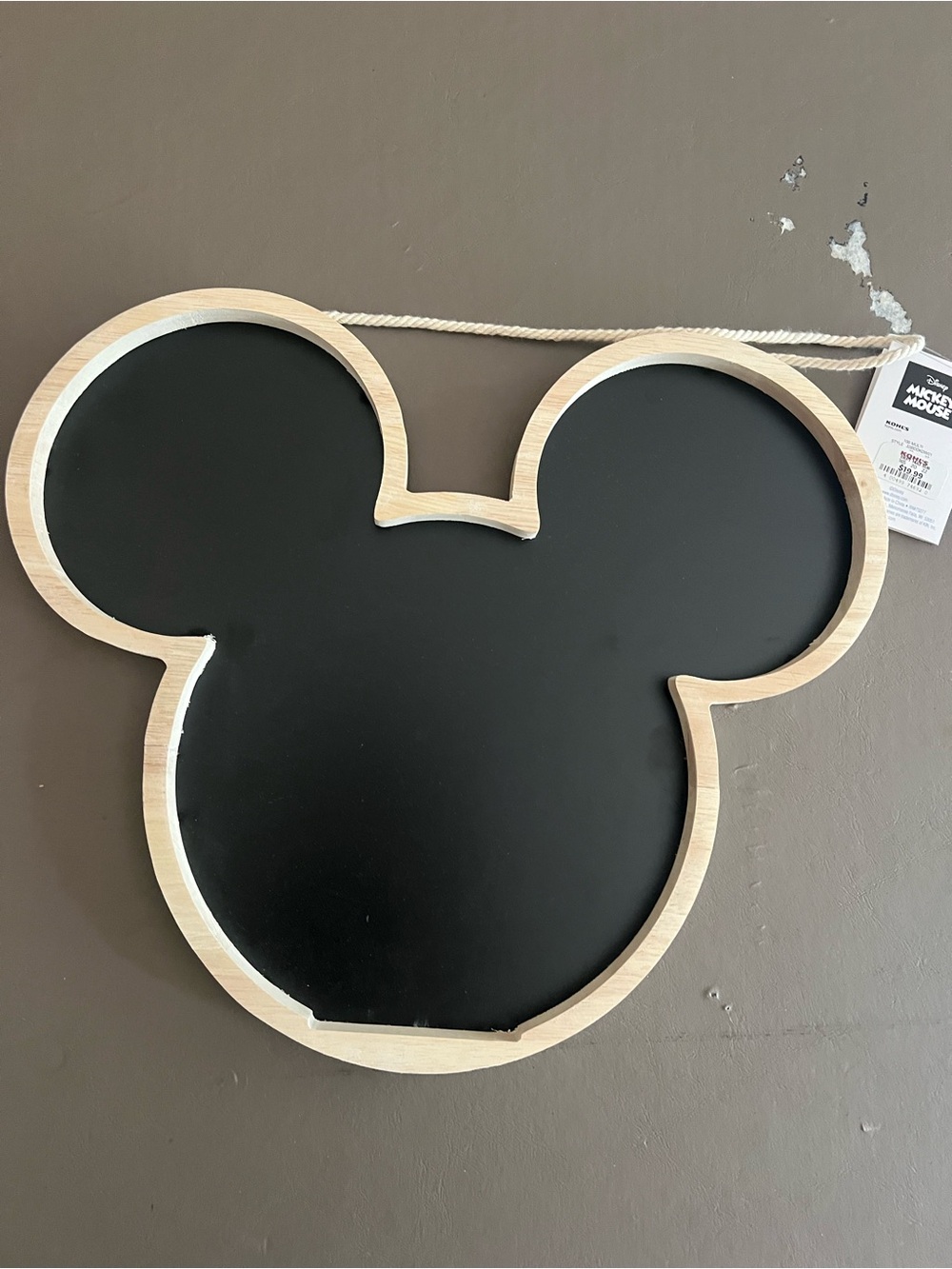 Natural Wood Framed Black Chalkboard Wall Décor - Mouse Silhouette